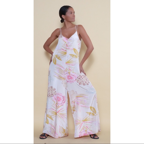 Sleeveless Spaghettie Jumpsuit Wide Leg Jumpsuits - Picture 1 of 2